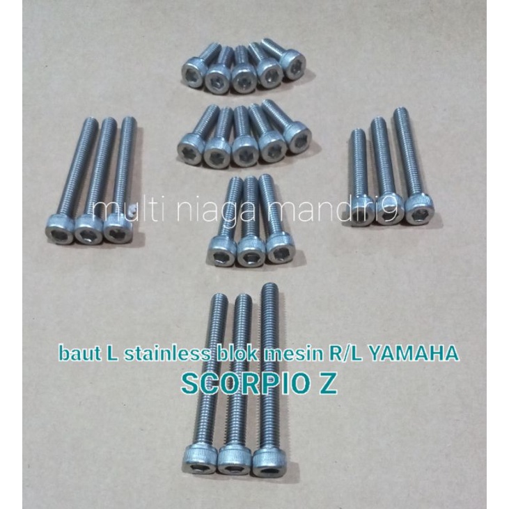 baut L stainless steel blok mesin kanan kiri bak magnet bak kopling yamaha scorpio z 225