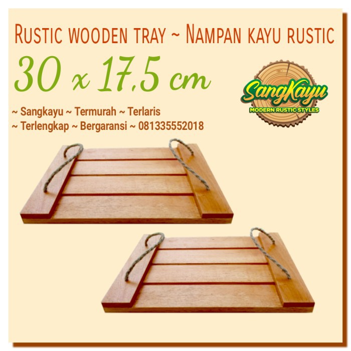 Nampan nampan kayu rustic wooden tray 30x17,5 cm nampan saji kayu unik