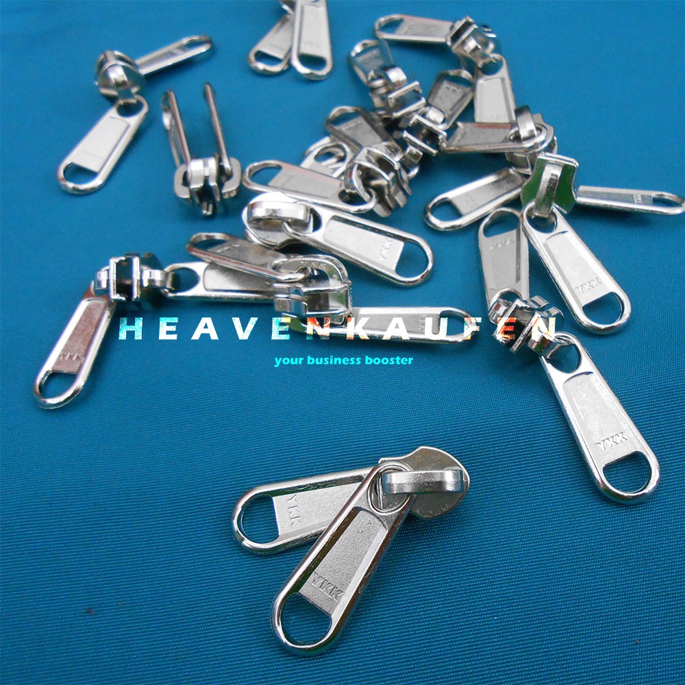 Kepala Resleting / Kepala Zipper YKK Dobel Double Ganda Dua Kepala No 5 Nikel Silver Panjang