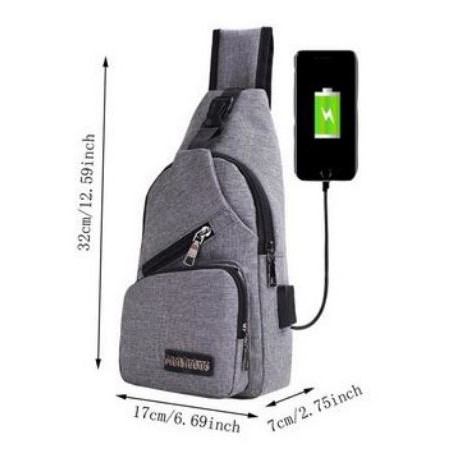 Tas Selempang Pria / Tas Pria Selempang USB Port Charger / Smart Backpack