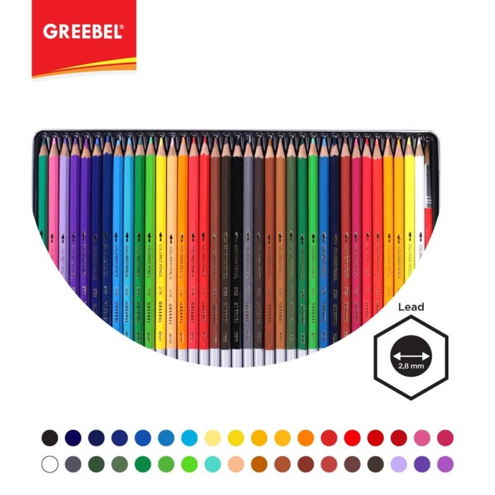 

WARNAPENSIL- GREEBEL 2736 WATER COLOUR PENCIL TIN CASE 36 WARNA -PENSIL WARNA