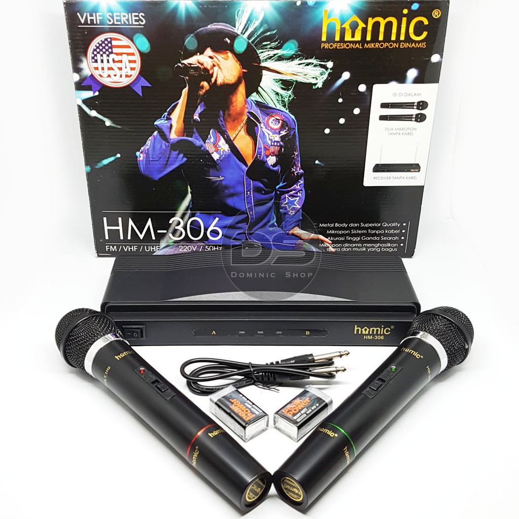 Mic / Microphone HOMIC Double Wireless HM-306 HM306 VHF Series PROMO