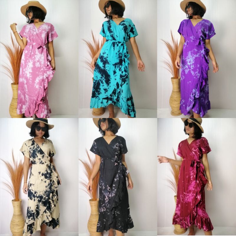 Dress Kimono Ruffle Tie Dye Rayon Premium Bali / Kimono / Dress Kimono / Dress Bali / Tie Dye