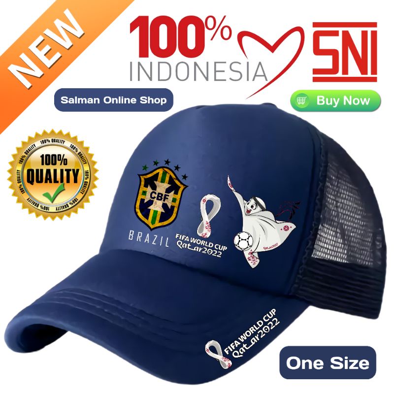 La'eeb Maskot piala dunia World cup Qatar 2022 Trucker Hat / topi Jaring pria wanita La'eeb World cu