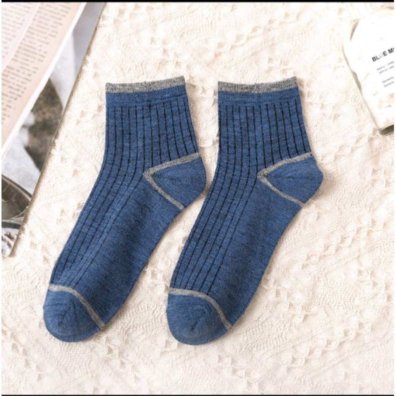 [ COD ] Kaos Kaki Ankle Semata Kaki Simple Motif Polos Garis Pria Wanita Unisex Murah Cute Socks Fashion Korea / Kaos Kaki Pria Polos / Kaos Kaki Pria Garis / Kaos kaki Wanita-Panjang Biru
