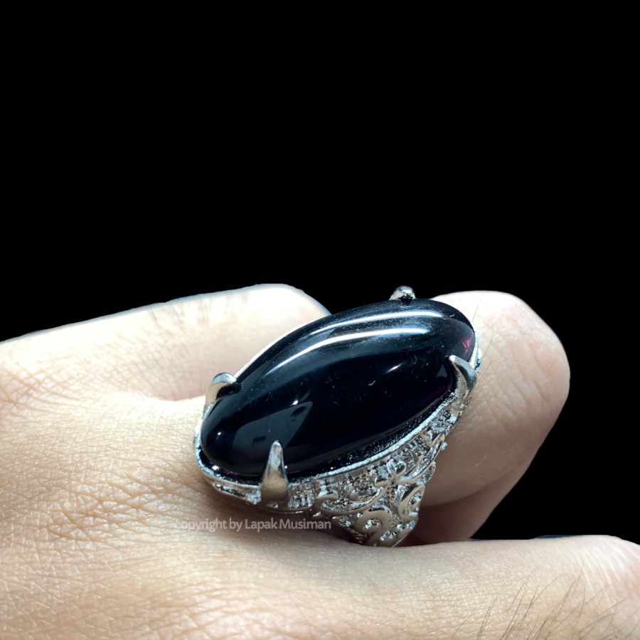 [Bayar di Tempat] Cincin Pria Batu Kecubung Wulung Model Pandan
