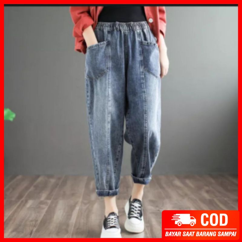 trendy baggy jeans best seller / celana jeans wanita high quality