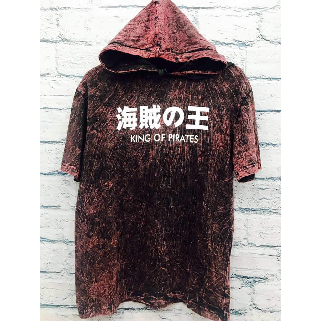 TSHIRT HOODIE LUFFY MAROON WASHED