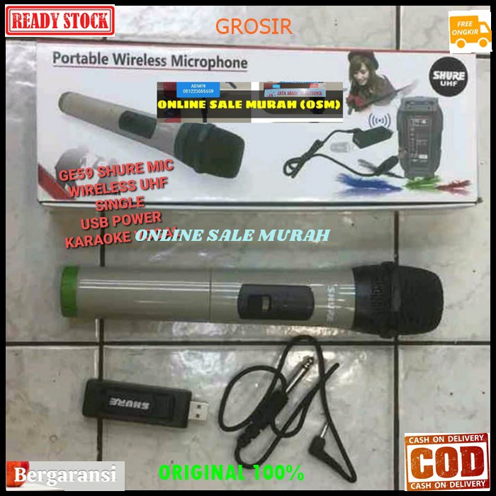 G59 Shure mic microphone mikrophone wireles wireless uhf single profesional pro vocal vokal Handheld TUNGGAL mikrofon karaoke audio sound system panggung dj studio G59   BISA DIGUNAKAN SEGALA JENIS AUDIO  BISA JG BUAT YOUTUBER TINGGAL BELI SPLITTER NYA AJ