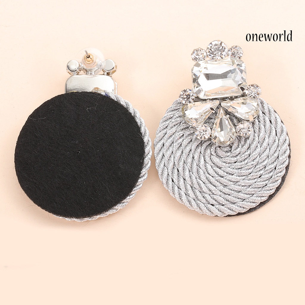 OW# 1 Pair Women Handmade Exaggerated Round Rhinestone Drop Earring Fashion Jewelry