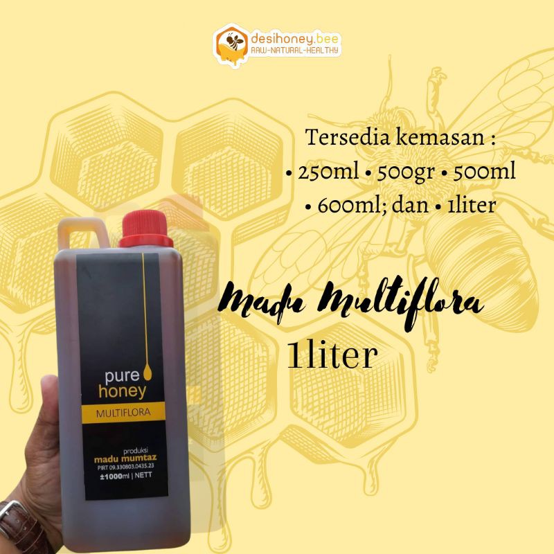 

Bee my Honey Multiflora 1 liter - Madu Mumtaz Asli 100% Murni