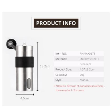 [KOPI] - OneTwoCups Alat Penggiling Kopi Manual Coffee Grinder - RHNHA0176 - Black