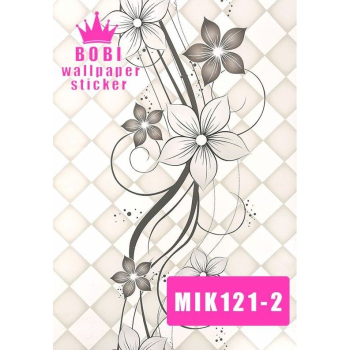 Wallpaper Dinding Stiker Motif Bunga Hitam Silver Ukuran 45 cm x 10 m