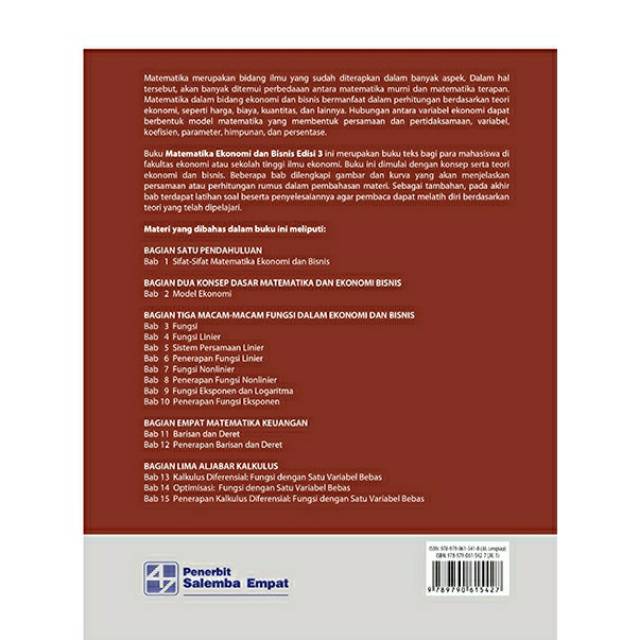 Matematika Ekonomi Dan Bisnis Buku 1 Josep Bintang Kalangi Shopee Indonesia