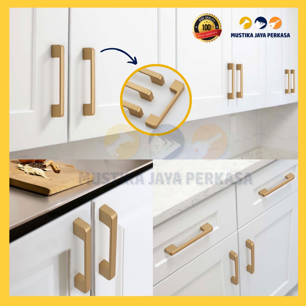 Handle Pintu Lemari Minimalis Mewah CX069 Gold Hitam Emas Zinc Anti Ka