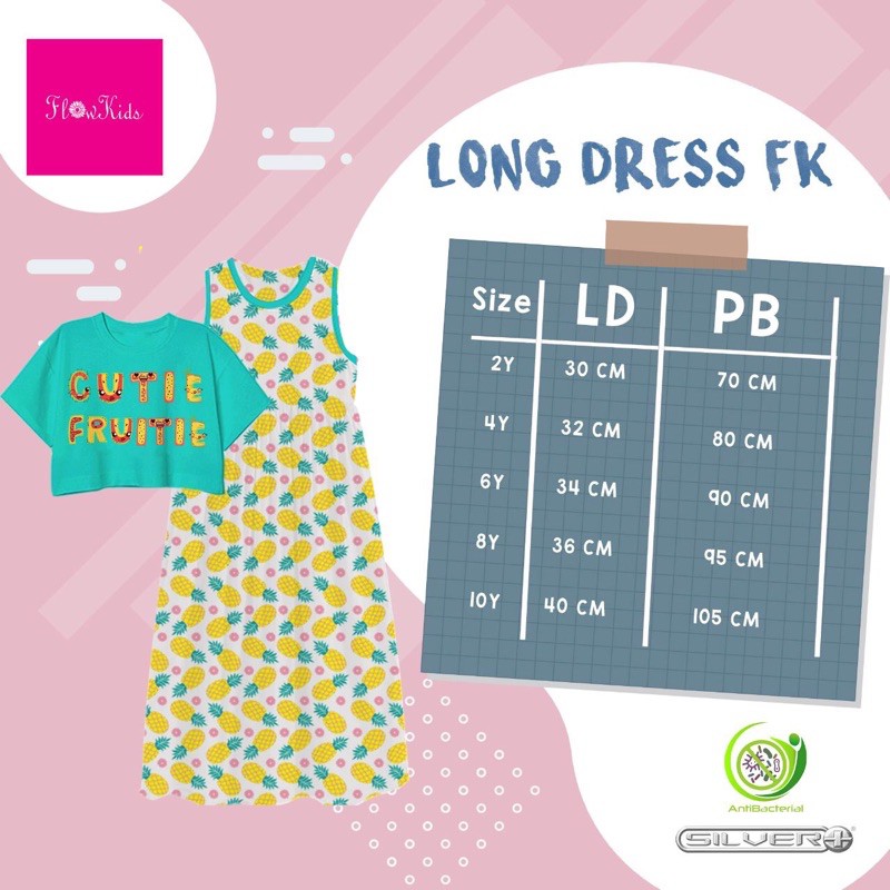 FK Set Long Dress Free Masker longdress flower kids set masker anak earloop