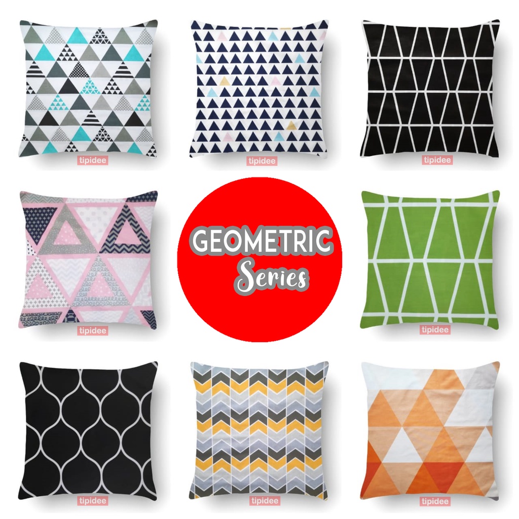 TIPIDEE - Sarung Bantal Sofa 40x40, Motif GEOMETRIC