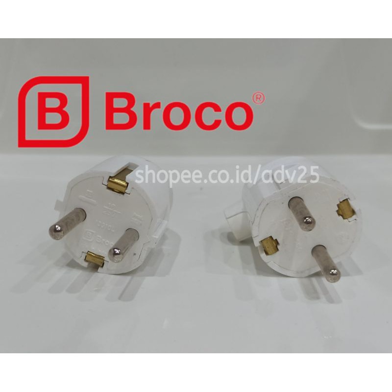 Broco colokan listrik bulat &  bengkok / steker arde / dexta colokan listrik