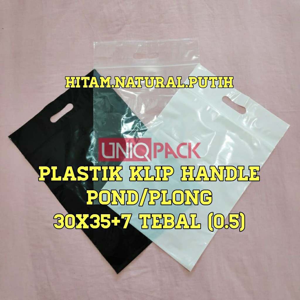  Plastik Klip Baju  Handle Pond Plong 30x38 7 Hitam Putih 