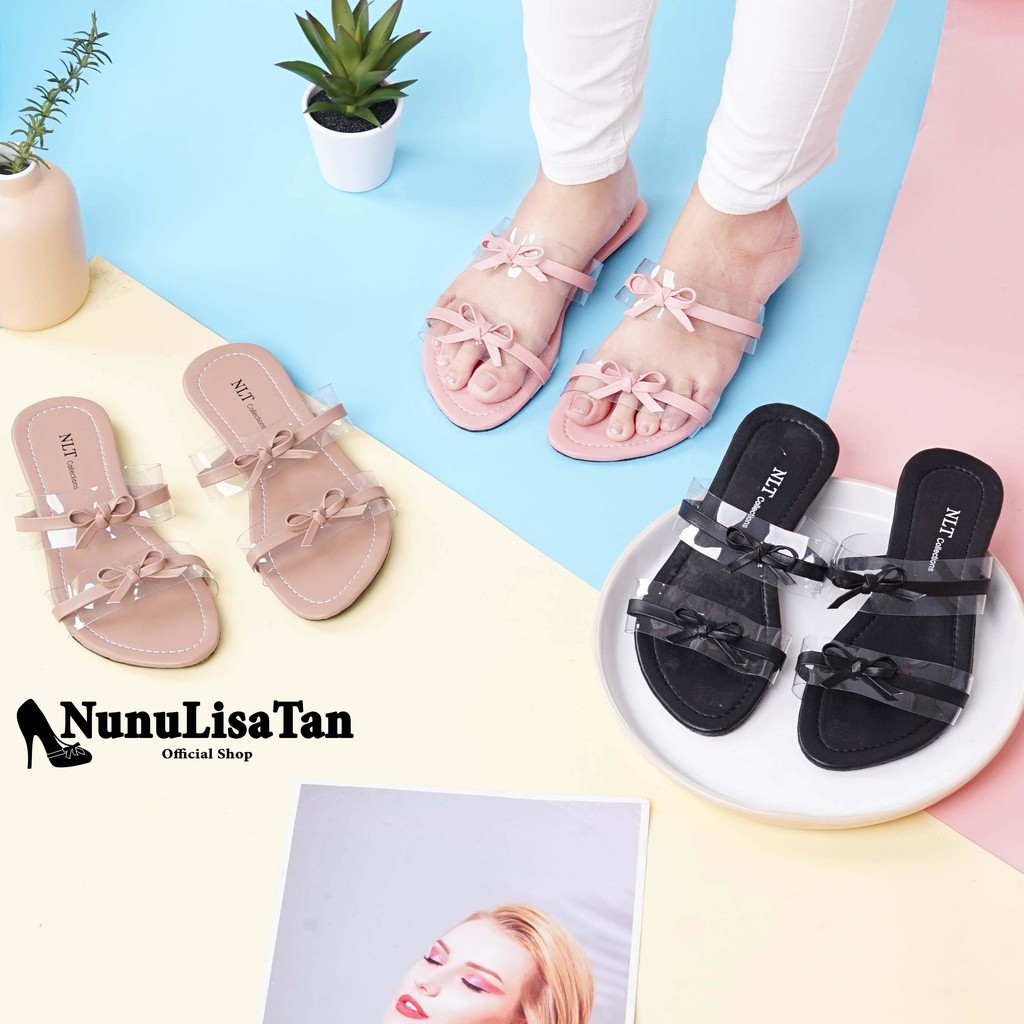 NunuLisaTan CINDERELLA - Terbaru Sandal Sendal Teplek Murah Hitam mocca pink