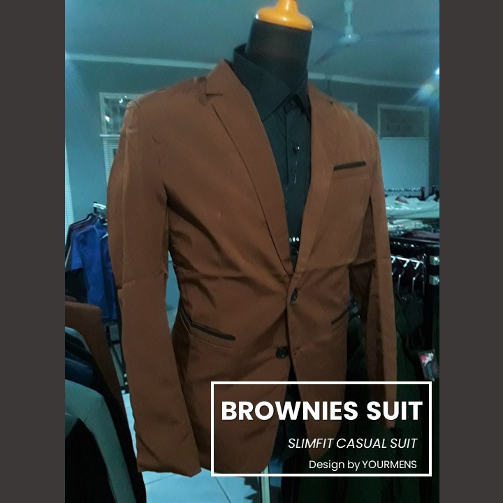 JAS PRIA MODEL SLIMFIT BROWNIES WARNA COKLAT STYLE KOREA BAHAN HIGH TWIST