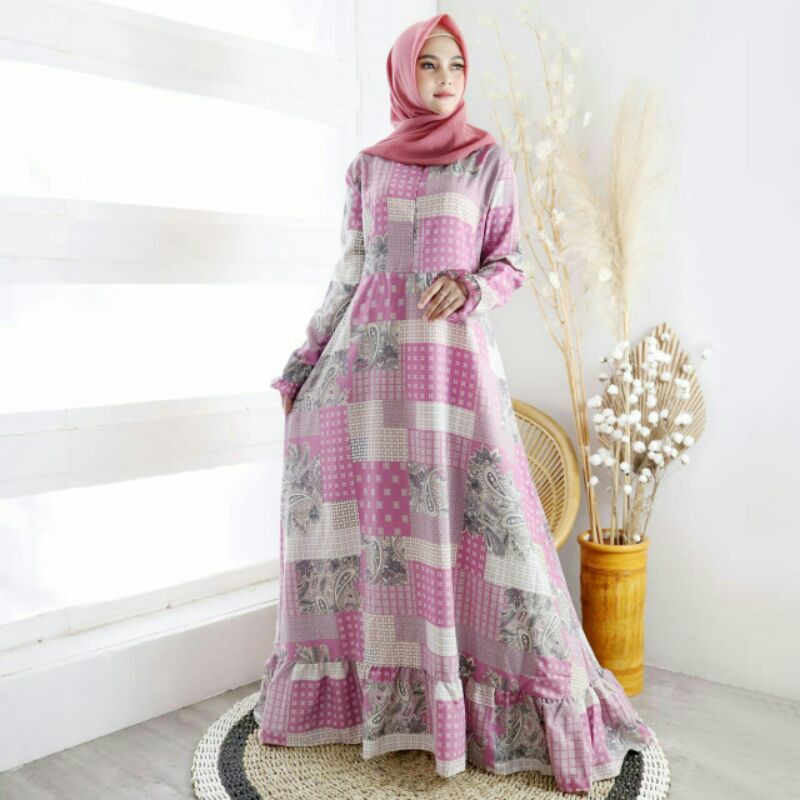 Baju Muslim wanita Pakaian Muslim Wanita Syari Muslim Remaja Gamis Modis Wanita 2020 Terbaru Murah