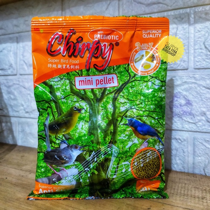 Chirpy Mini Pelet 3 in 1 formula coklat voer mini pakan burung pleci prenjak tledekan kolibri gelati
