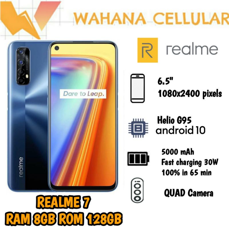 HP REALME 7 RAM 8/128 GB + NFC - REALME 7 RAM 8GB ROM 128GB GARANSI RESMI