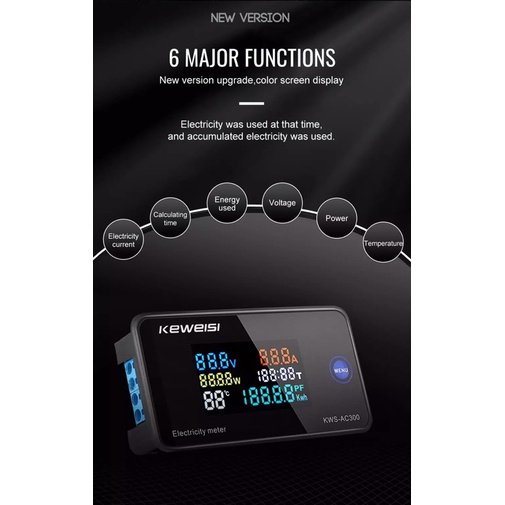 WattMeter AC 50-300V 10A 100A KWS-AC300 KWh Voltmeter Ampere Power Energy Meter