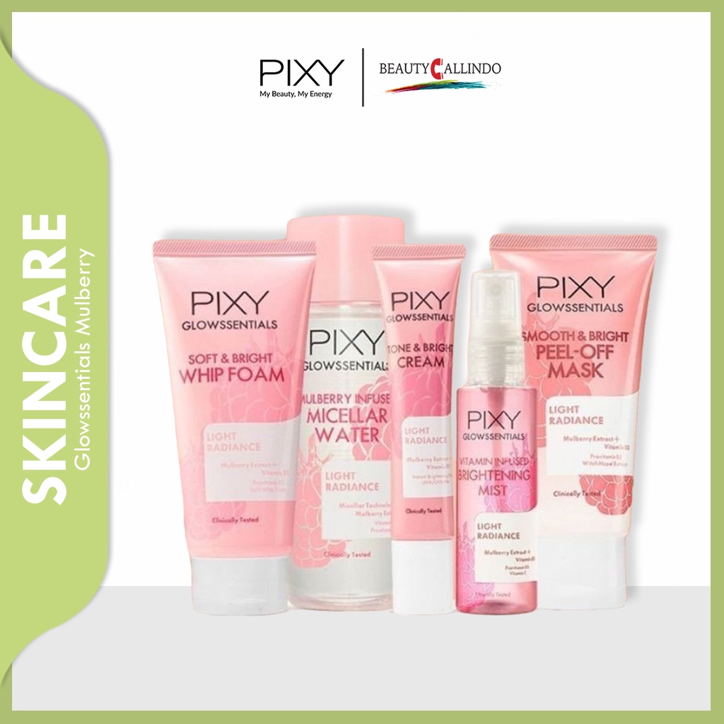 PIXY Glowssentials Light Radiance Mulberry Series - Tone Cream | Clay Mask | Mist | Micellar Water