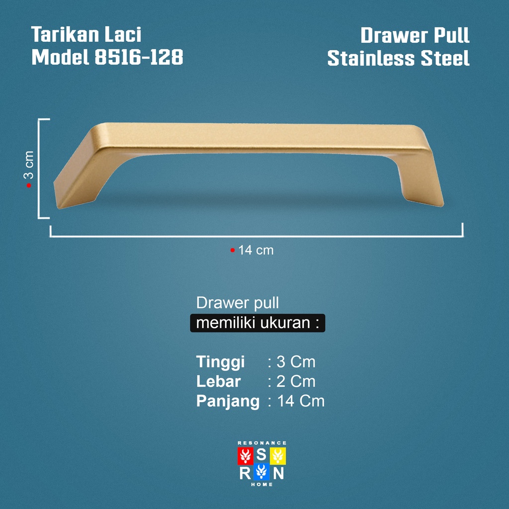 Tarikan Laci Coating Gold 8516-128 / Handle Gagang Pintu Laci Lemari Resonance Home