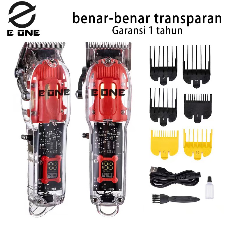 E ONE cukur rambut elektrik tanpa kabel (benar-benar transparan) - Garansi 1 tahun