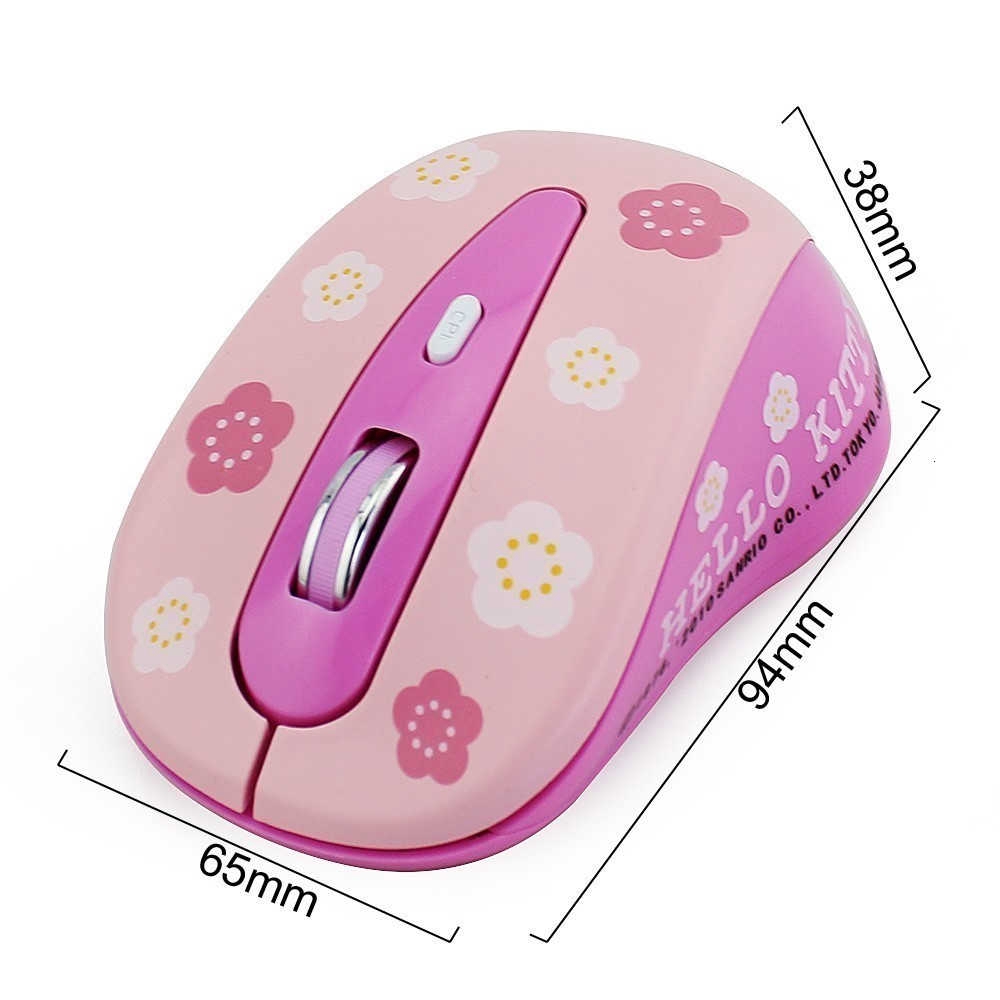 2.4ghz Lucu Hello Kitty Wireless Mouse Komputer Mouse Mini Hadiah Mause 1600DPI USB Mouse Optik Untuk Laptop Tikus