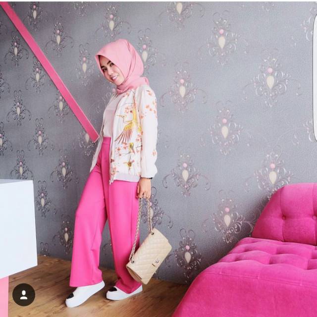 celana bahan panjang kantoran / kerja  biru elektrik krem pink navy