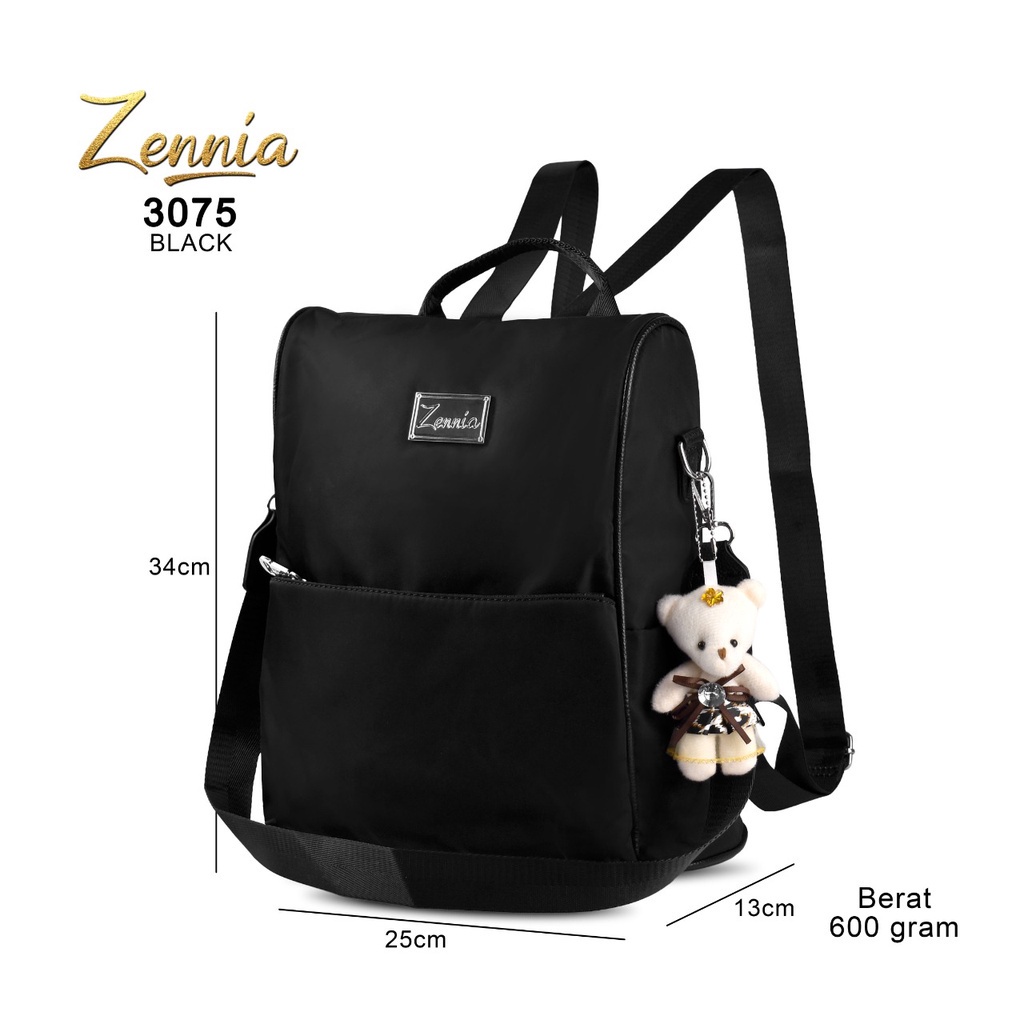 (TSI) Tas Wanita Zennia 3075 Tas Anti Maling Ransel Korea Tas Wanita Punggung Import Kantor Kerja Sekolah Kuliah Outdoor Trendy Fashion Style Travel Casual Backpack Serut Anak Remaja Perempuan Selempang Cewek Bag