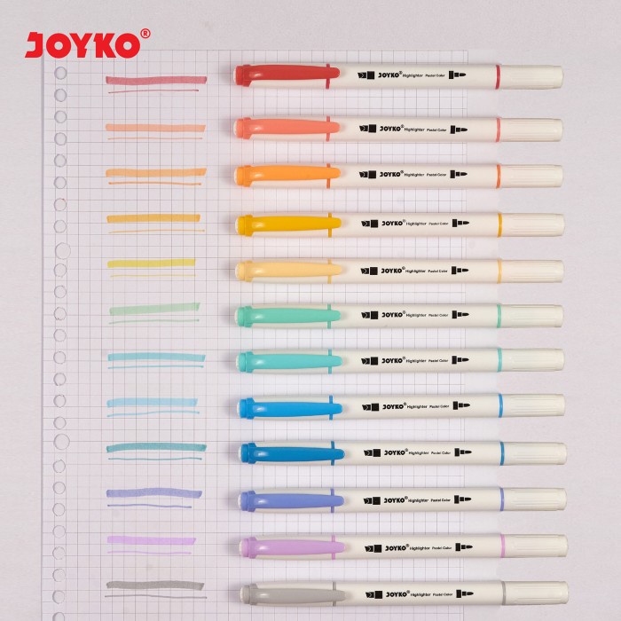 

TULIS-ALAT- HIGHLIGHTER PENANDA JOYKO HL-55 1 SET 12 PCS 12 WARNA -ALAT-TULIS.