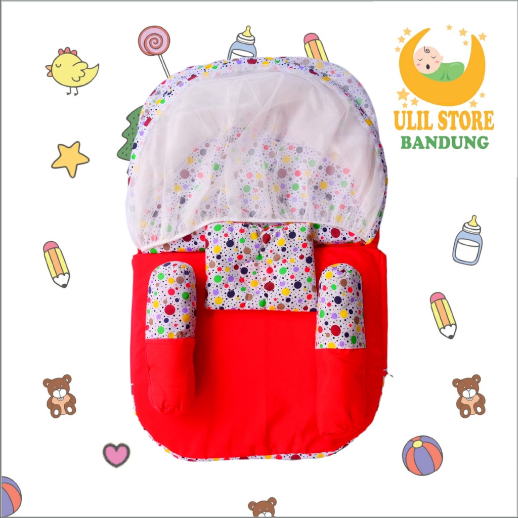 Kasur Bayi Lipat Kelambu / Kasur Bayi Model Matras Kelambu Free Bantal Peyang + Dua Guling Bayi-4