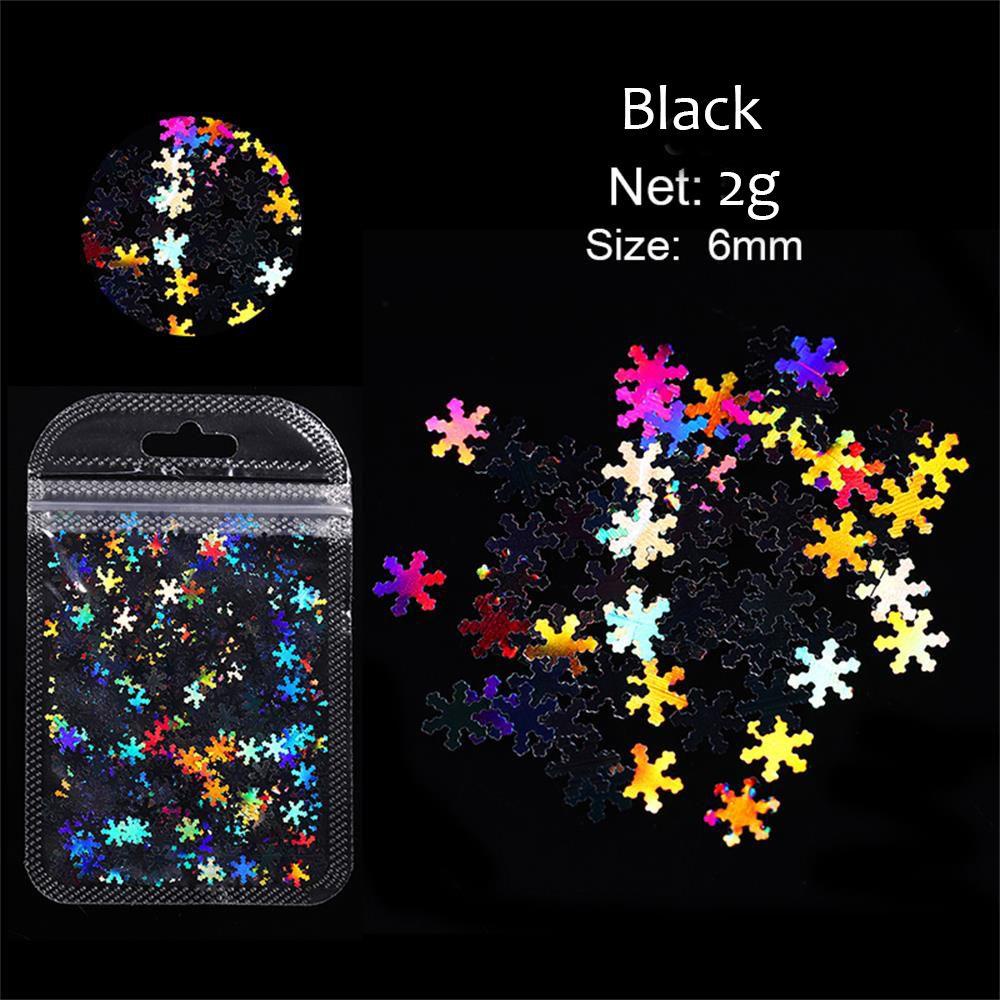 Solighter 1tas Nail Sequin Hiasan Paku Glitter Xmas Snowflakes Warna Campur Hologram