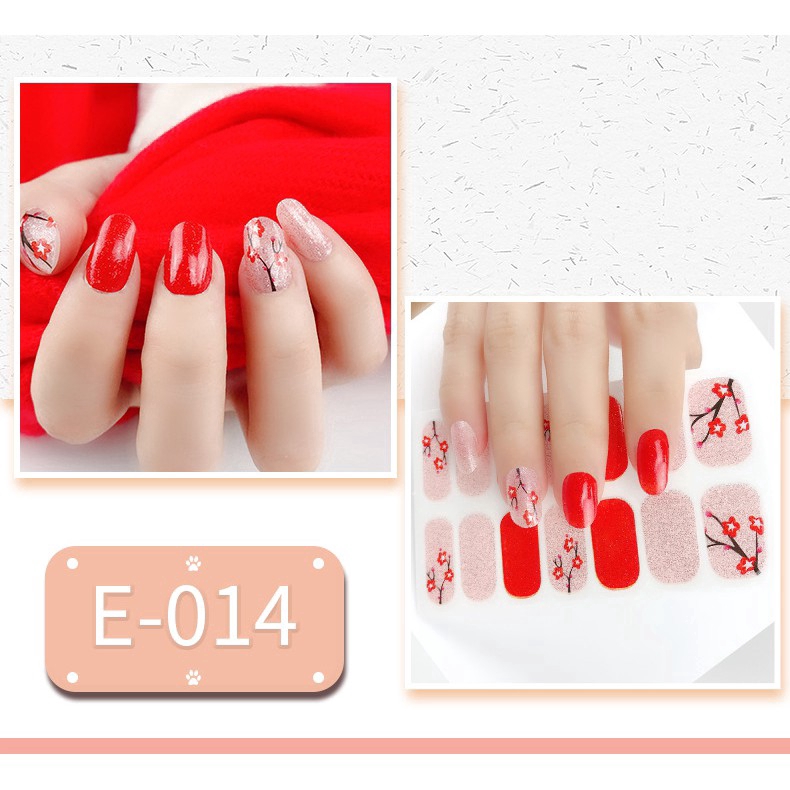 14Pcs / Lembar Stiker Kuku Palsu 3D untuk Nail Art / Manicure