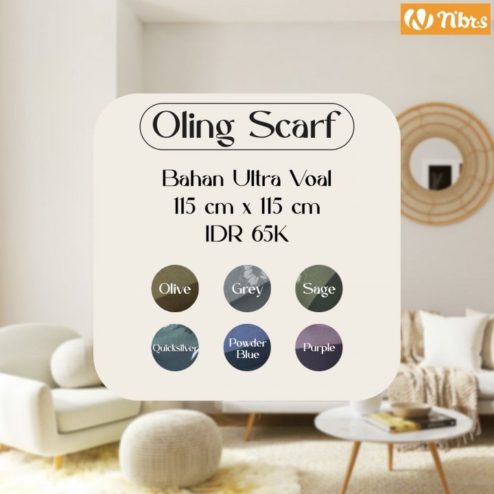 Nibras Hijab Oling Scarfr Bahan Ultra Voal Jilbab Motif Cantik by NBRS