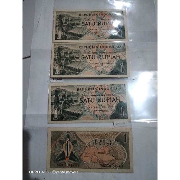 bahan mahar uang kuno asli 1 rupiah hijau original BI sesuai foto cod