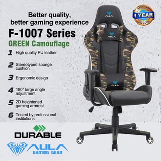 Kursi Gaming/Gaming Chair termurah AULA F-1007 GREEN Camouflag Trend Baru, Angle sampai 180° tiduran