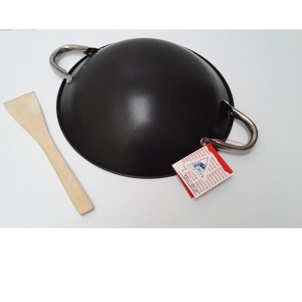 ➴ BIMA WOK 40 CM WAJAN BAJA HITAM  KUALI ANTI LENGKET PRODUKSI EXPORT  ☏