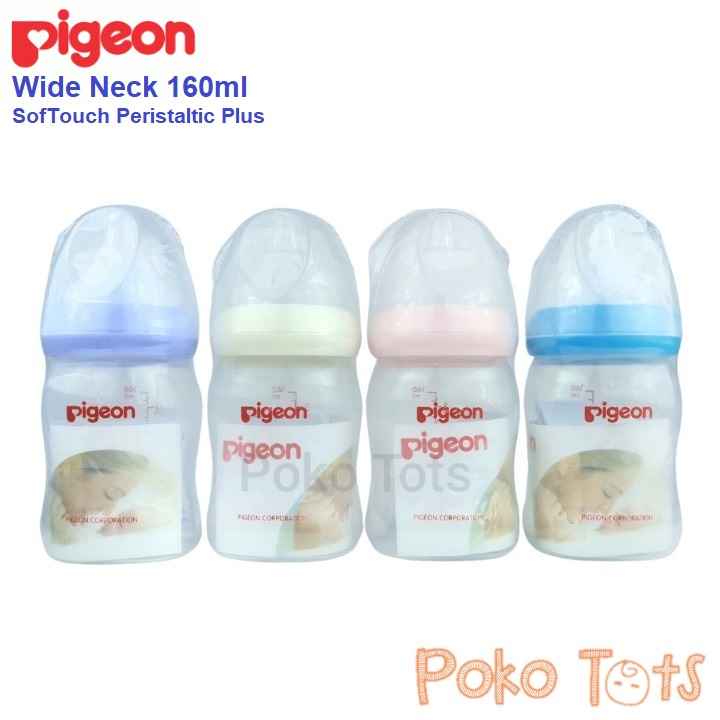 Pigeon Wide Neck Bottle 160 &amp; 240ml NO BOX SofTouch Peristaltic Plus Botol Susu