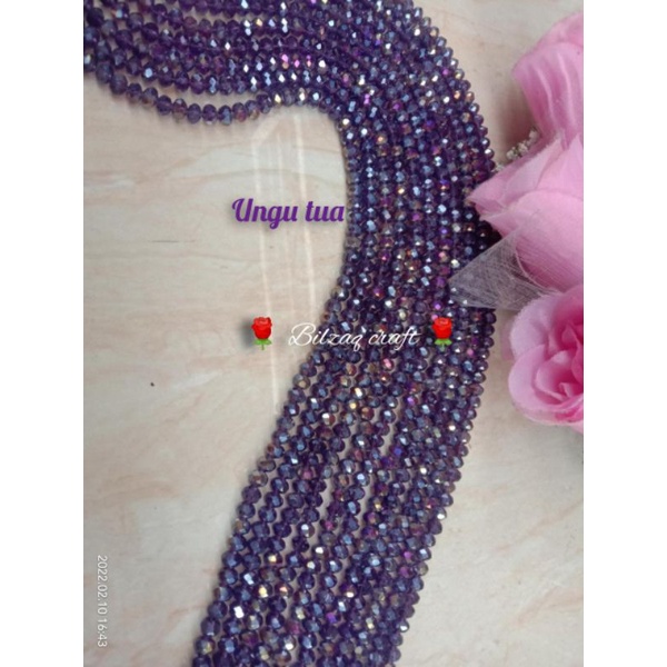 kristal ceko 6mm golongan biasa-Ungu tua