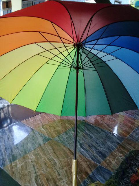 Payung Pelangi Jumbo Rainbow Umbrella 16 Jari Warna Warni Golf Besar