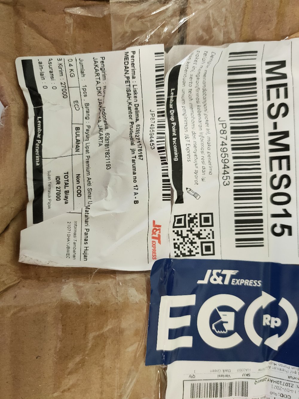 Payung Lipat Premium Anti Sinar Uv Matahari Panas Hujan Protection - Light Blue