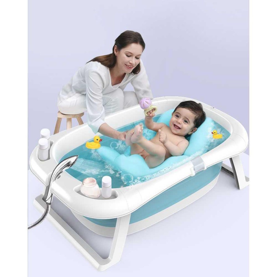 BABYINNER Bak Mandi Bayi Lipat Foldable Baby Bathtub 82x50 cm - BZ-201 - Blue/White