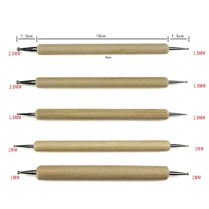 Wood Handle Ball Stylus Carving Pottery Sculpting Tool Set (5pcs)