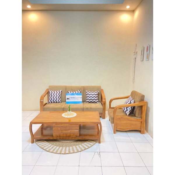 Kursi tamu jati set meja laci